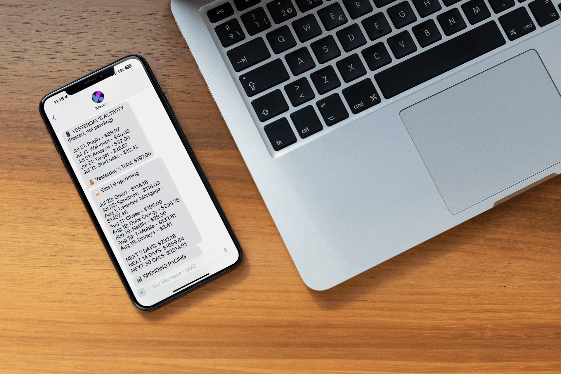 Krezzo money assistant showing how the AI analyzes your financial data